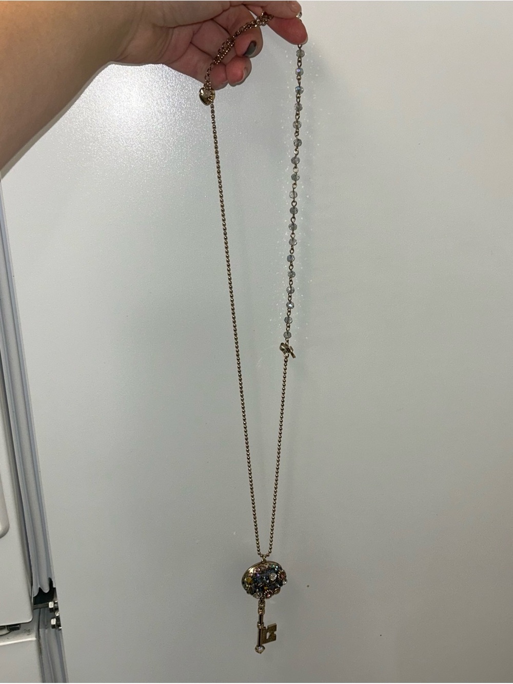 Betsey Johnson Gold Key Necklace with Multicolor Stones - Picture 6 of 6